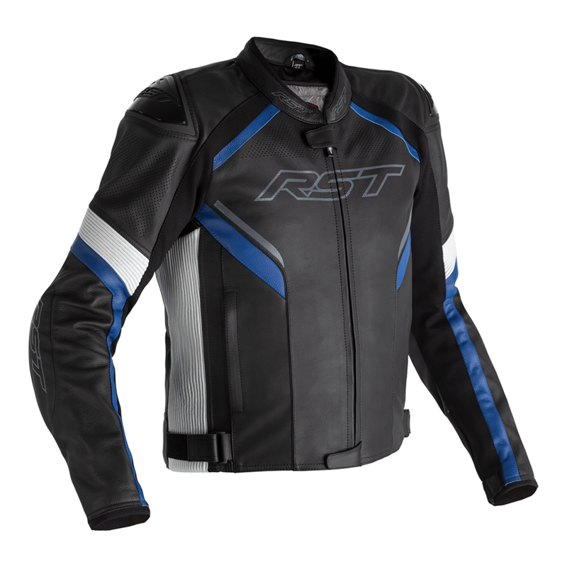 Veste RST Sabre CE cuir - noir/blanc/bleu 