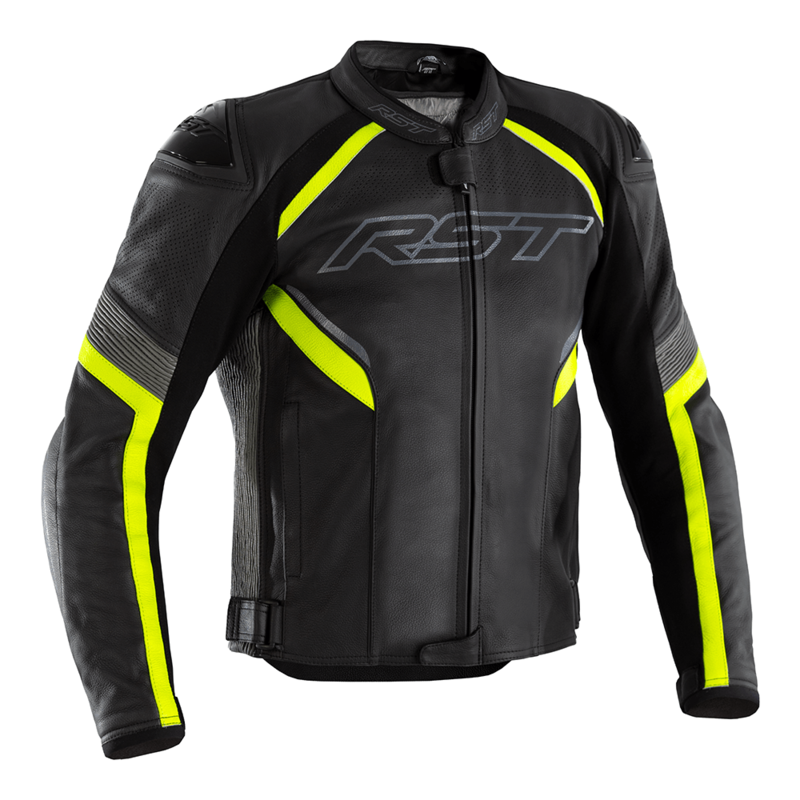 Veste RST Sabre CE cuir - noir/gris/jaune fluo 