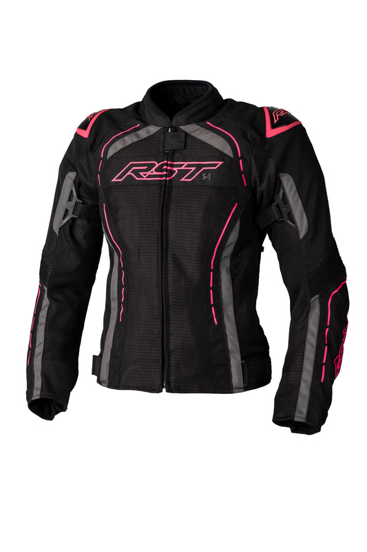Veste femme RST S1 Mesh CE textile - noir/rose fluo 