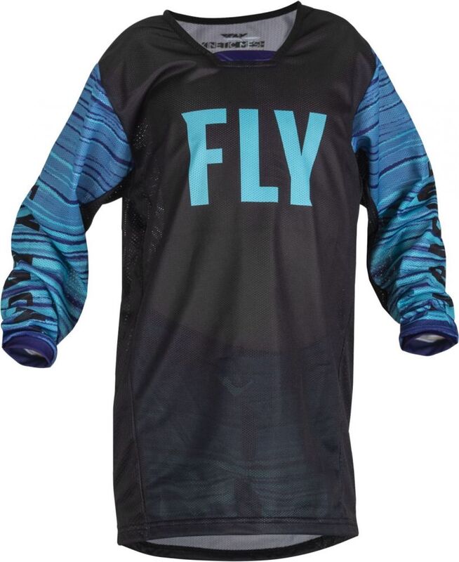 Maillot FLY RACING Kinetic Mesh Noir/Bleu/Violet Enfant M 