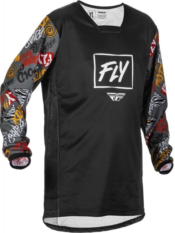 Maillot FLY RACING Kinetic Rebel Noir/gris Enfant M 