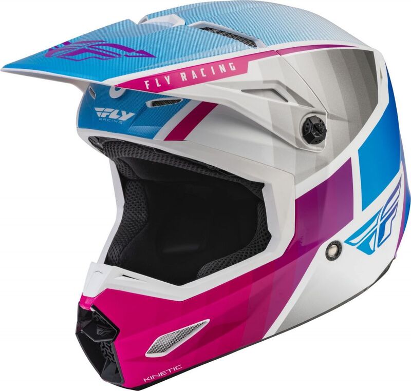 Casque FLY RACING Kinetic Drift - rose/blanc/bleu 