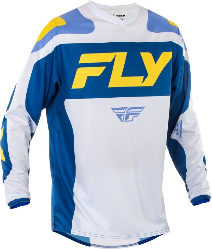 Maillot FLY RACING F-16 - blanc/bleu foncé/jaune 