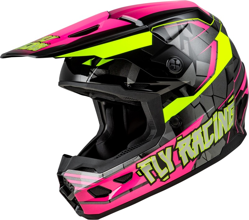 Casque enfant FLY RACING Kinetic Scorched - rose fluo/Hi-Vis/noir 