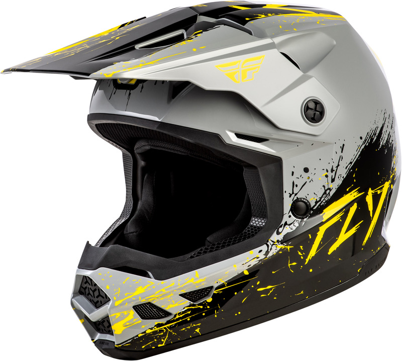 Casque enfant FLY RACING Kinetic Drip - gris/noir/jaune 