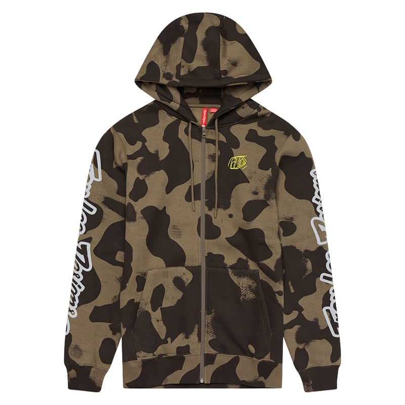 Hoodie TROY LEE DESIGNS Zip Up Branded - Olive Camo 